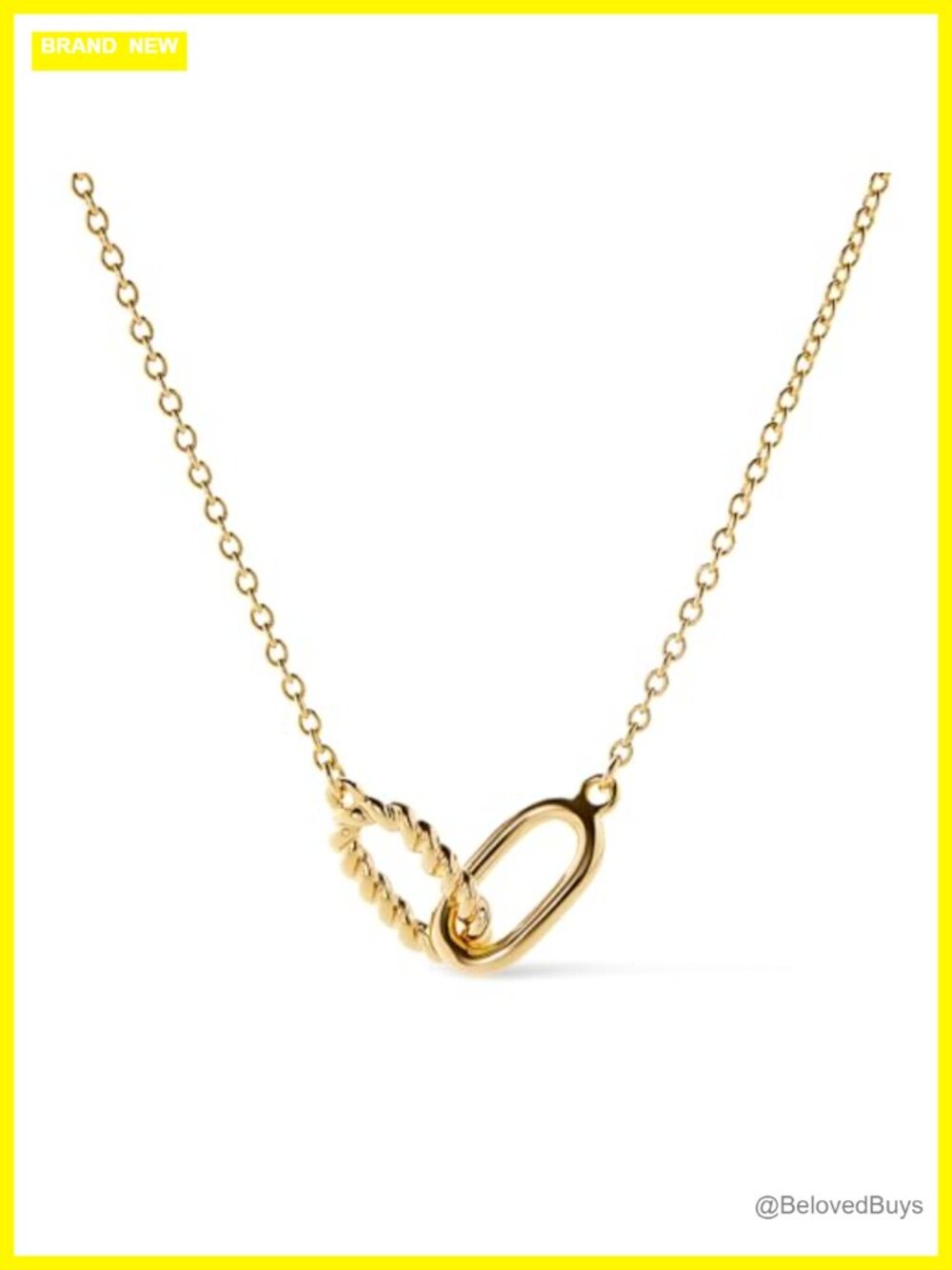 14K Gold Plated Pendant Necklace Interlocking Oval Link Chain